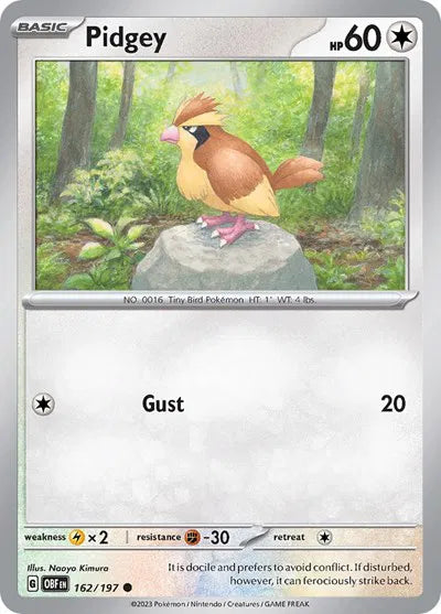 162/197 Pidgey Reverse Holo - Obsidian Flames