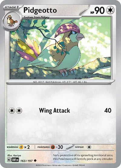 163/197 Pidgeotto Reverse Holo - Obsidian Flames