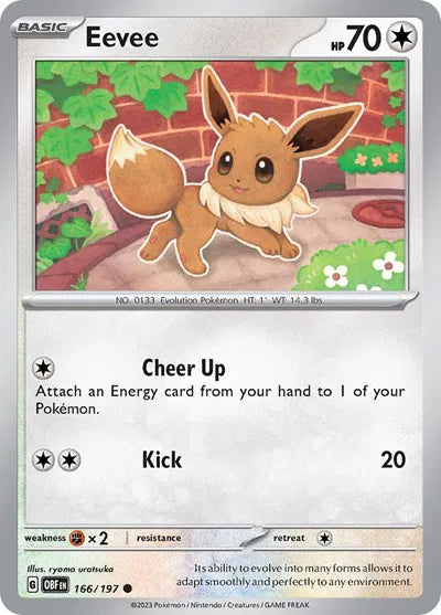 166/197 Eevee Reverse Holo - Obsidian Flames