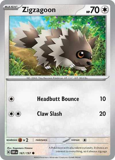167/197 Zigzagoon Reverse Holo - Obsidian Flames
