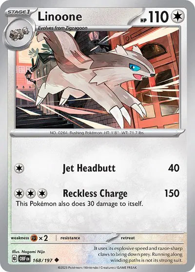 168/197 Linoone Reverse Holo - Obsidian Flames