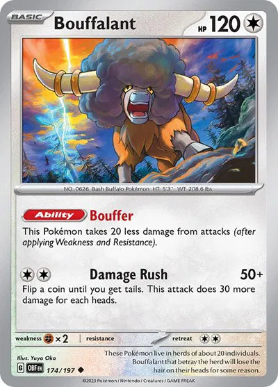 174/197 Bouffalant Reverse Holo - Obsidian Flames