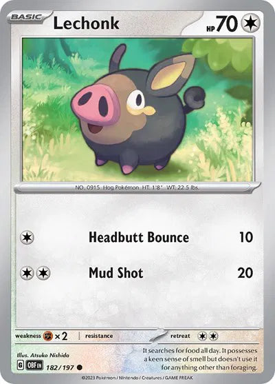 182/197 Lechonk Reverse Holo - Obsidian Flames