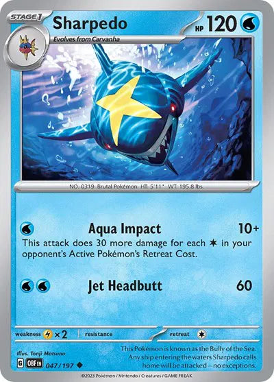 047/197 Sharpedo Reverse Holo - Obsidian Flames