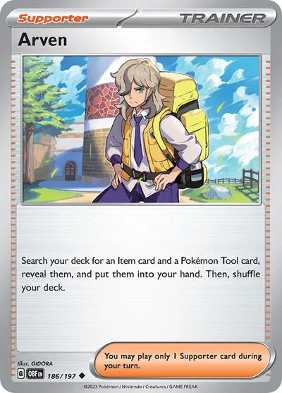 186/197 Arven Reverse Holo - Obsidian Flames