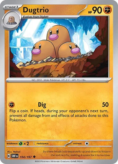 104/197 Dugtrio Reverse Holo - Obsidian Flames