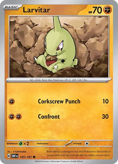 105/197 Larvitar Reverse Holo - Obsidian Flames