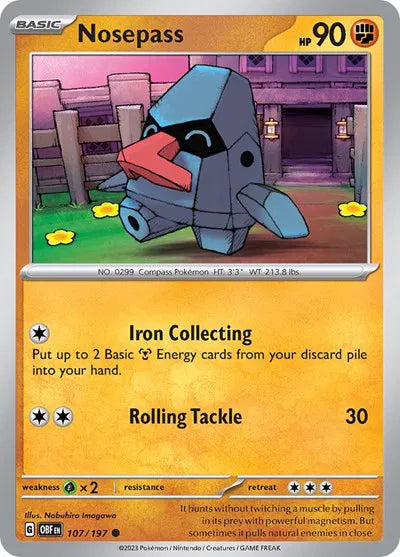 107/197 Nosepass Reverse Holo - Obsidian Flames