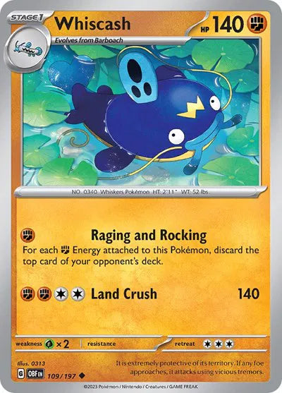 109/197 Whiscash Reverse Holo - Obsidian Flames
