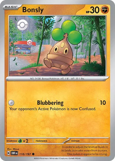 110/197 Bonsly Reverse Holo - Obsidian Flames