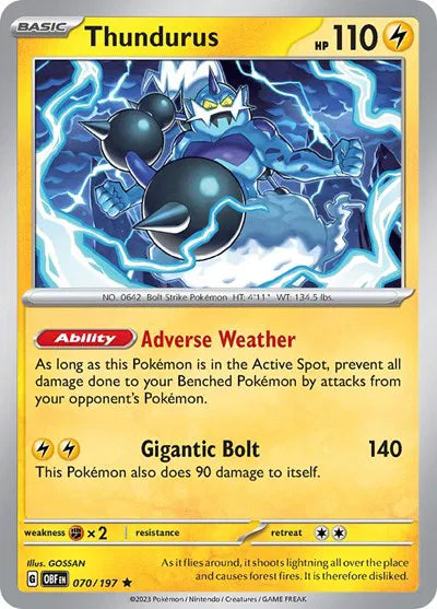 070/197 Thundurus Holofoil - Obsidian Flames