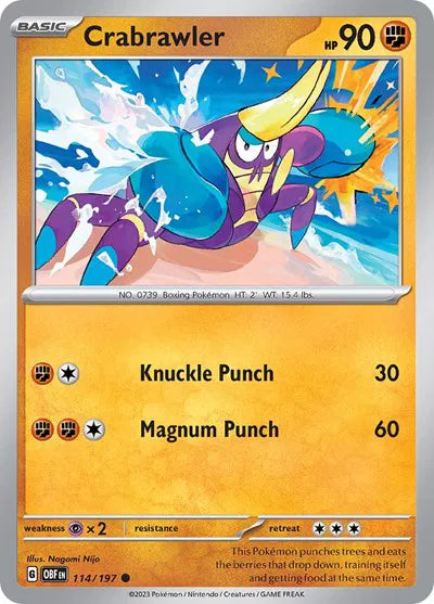 114/197 Crabrawler Reverse Holo - Obsidian Flames