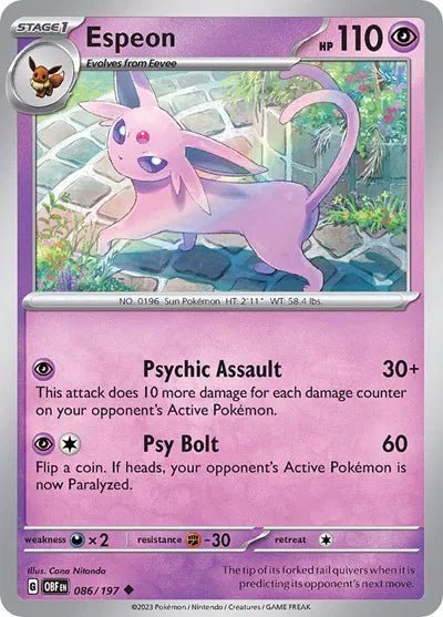 086/197 Espeon Reverse Holo - Obsidian Flames