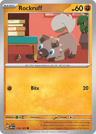 116/197 Rockruff Reverse Holo - Obsidian Flames
