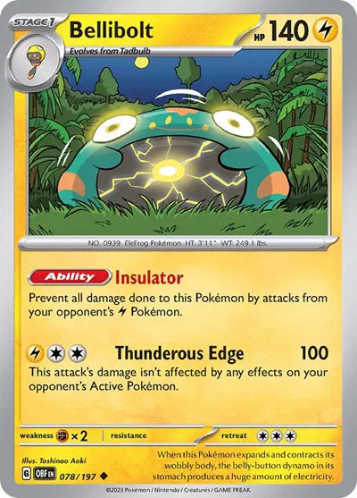078/197 Bellibolt Reverse Holo - Obsidian Flames