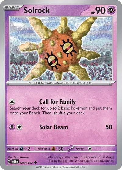 093/197 Solrock Reverse Holo - Obsidian Flames