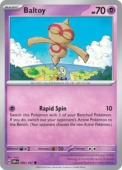 094/197 Baltoy Reverse Holo - Obsidian Flames