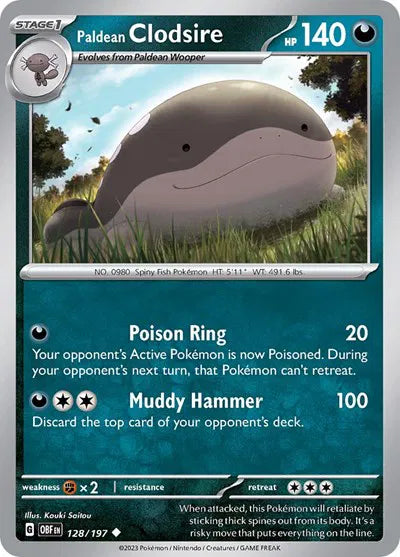 128/197 Paldean Clodsire Reverse Holo - Obsidian Flames