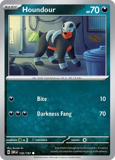 132/197 Houndour Reverse Holo - Obsidian Flames