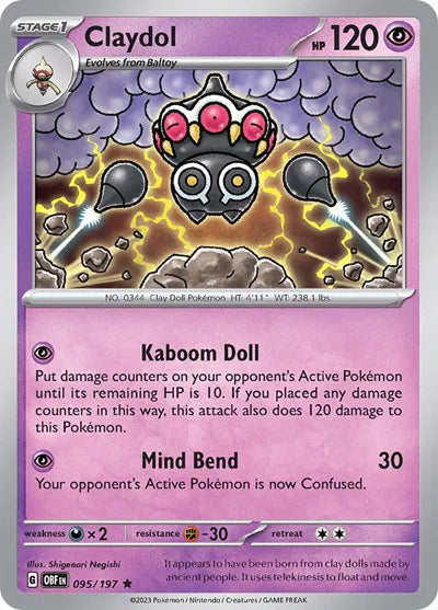 095/197 Claydol Reverse Holo - Obsidian Flames