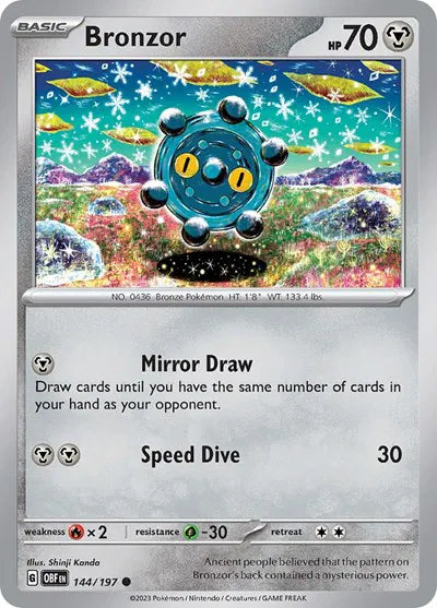 144/197 Bronzor Reverse Holo - Obsidian Flames