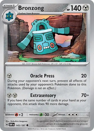 145/197 Bronzong Reverse Holo - Obsidian Flames