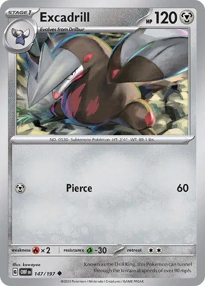 147/197 Excadrill Reverse Holo - Obsidian Flames