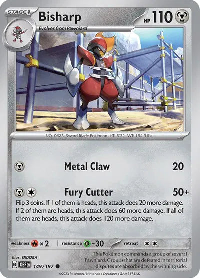 149/197 Bisharp Reverse Holo - Obsidian Flames