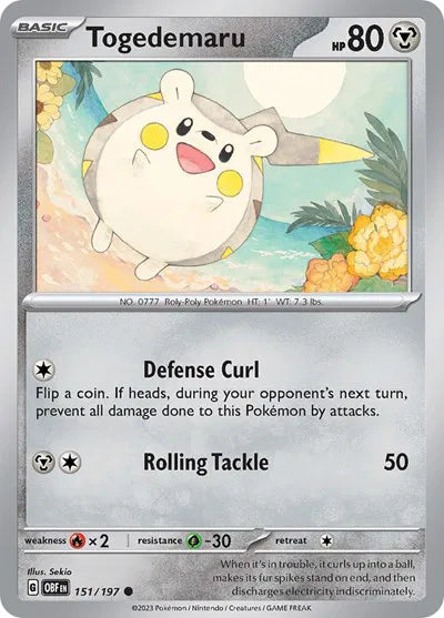 151/197 Togedemaru Reverse Holo - Obsidian Flames