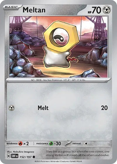 152/197 Meltan Reverse Holo - Obsidian Flames
