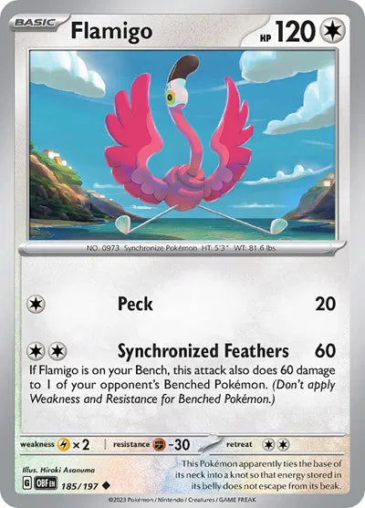 185/197 Flamigo Reverse Holo - Obsidian Flames