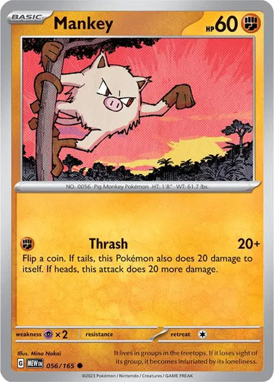 056/165 Mankey Reverse Holo - 151