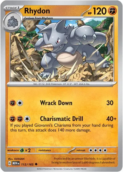 112/165 Rhydon Reverse Holo - 151