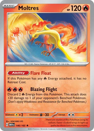 146/165 Moltres Reverse Holo - 151