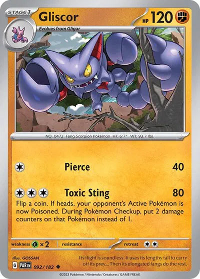 092/182 Gliscor Reverse Holo - Paradox Rift