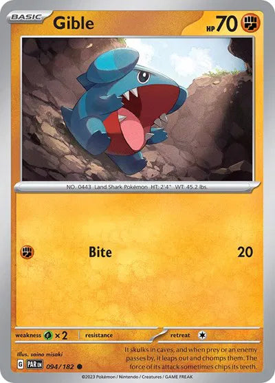 094/182 Gible Reverse Holo - Paradox Rift