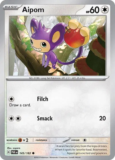 145/182 Aipom Reverse Holo - Paradox Rift