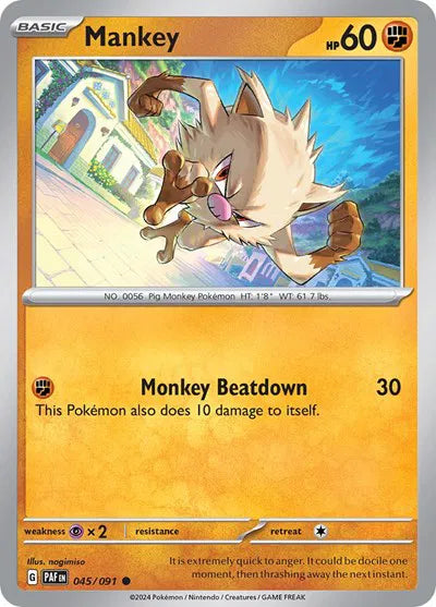045/091 Mankey Reverse Holo - Paldean Fates