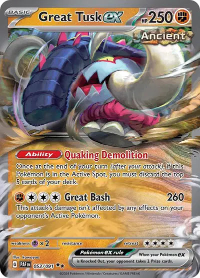 053/091 Great Tusk EX - Paldean Fates