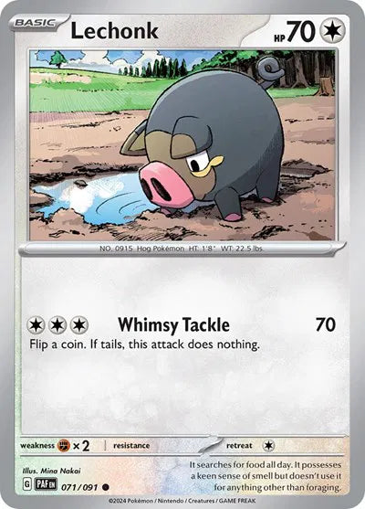 071/091 Lechonk Reverse Holo - Paldean Fates