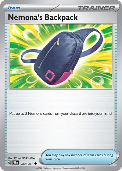 083/091 Nemona's Backpack Reverse Holo - Paldean Fates