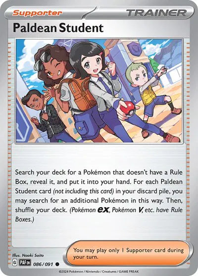 086/091 Paldean Student Reverse Holo - Paldean Fates