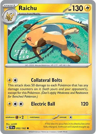 052/162 Raichu Reverse Holo - Temporal Forces