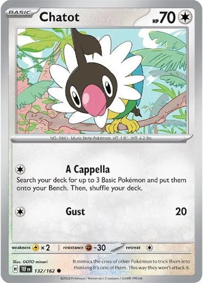 132/162 Chatot Reverse Holo - Temporal Forces