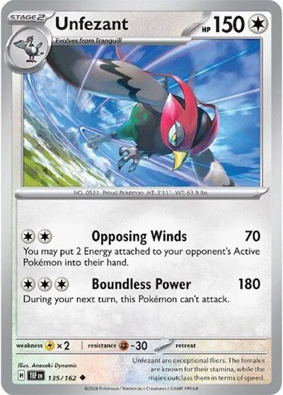 135/162 Unfezant Reverse Holo - Temporal Forces