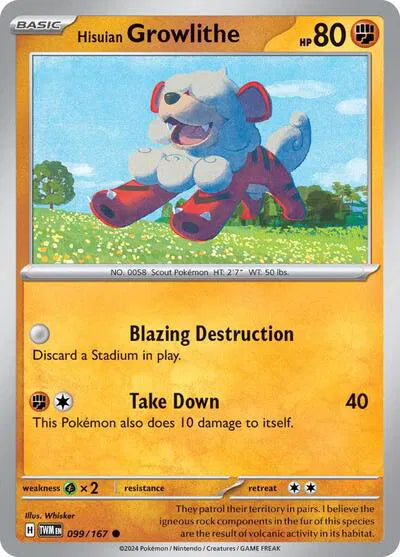 099/167 Hisuian Growlithe Reverse Holo - Twilight Masquerade