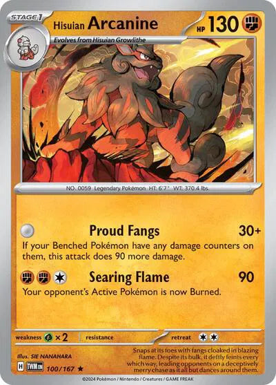 100/167 Hisuian Arcanine Reverse Holo - Twilight Masquerade