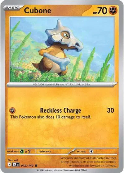 072/142 Cubone Reverse Holo - Stellar Crown