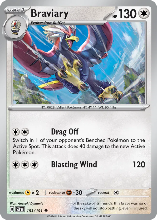 153/191 Braviary Reverse Holo - Surging Sparks