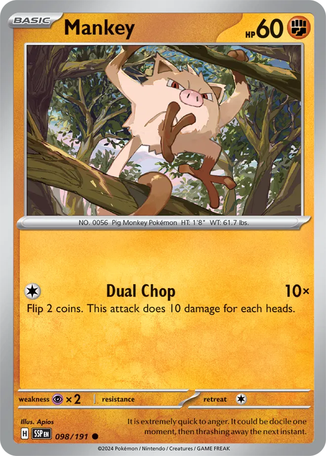 098/191 Mankey Reverse Holo